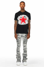 Edem Black/Grey T-Shirt Stacked Flare Jean Bundle