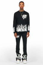 Bubble Black/White Long Sleeve T-Shirt/Baggy Pant Set