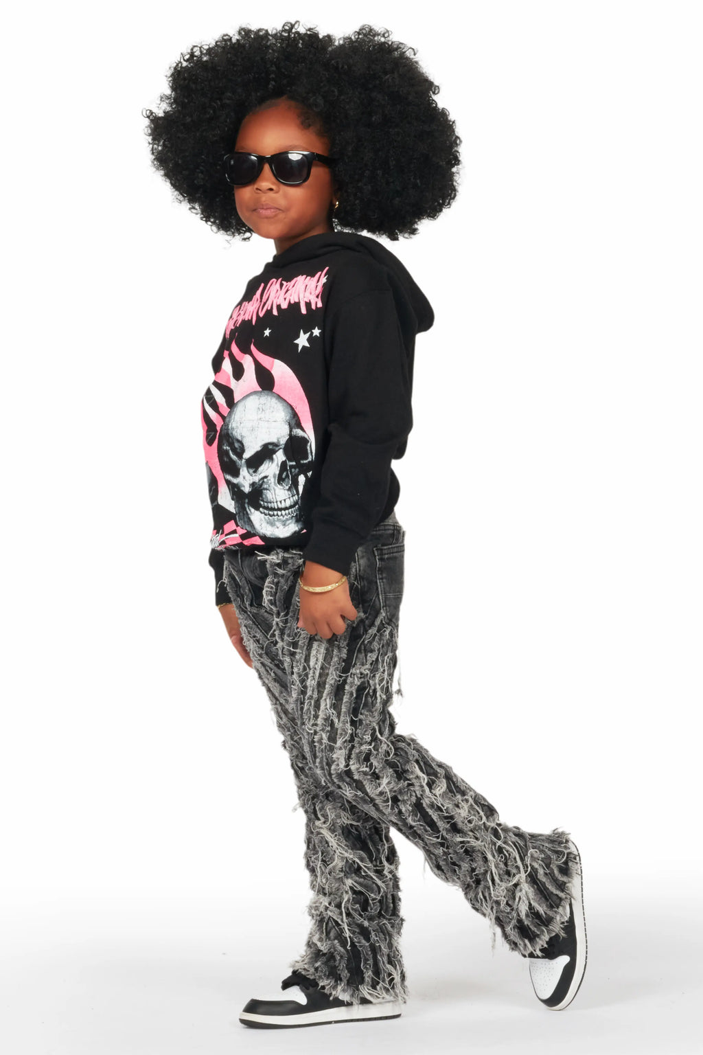 Girls Figgy Dark Grey Stacked Flare Jean