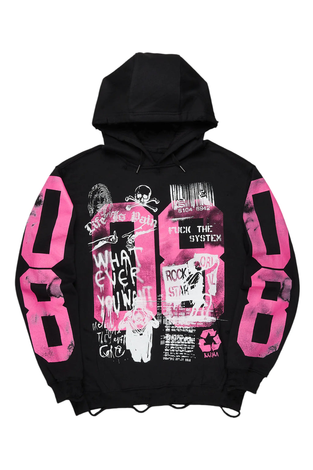 Kamille Black/Pink Oversized Hoodie