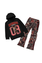Boys Kiley Black Hoodie/Stacked Flare Jean Set