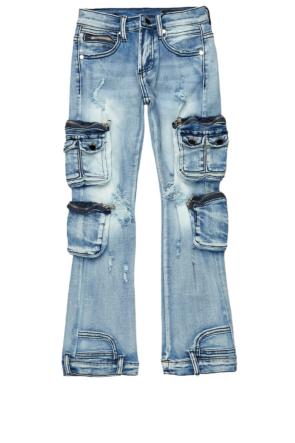 Girls Alisson Light Blue Stacked Flare Jean
