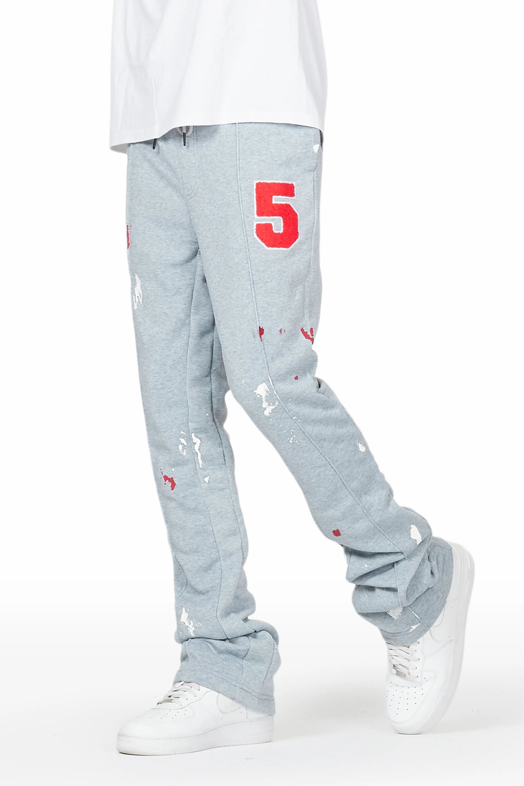 Luka Heather Grey Patchwork Stacked Flare Pants