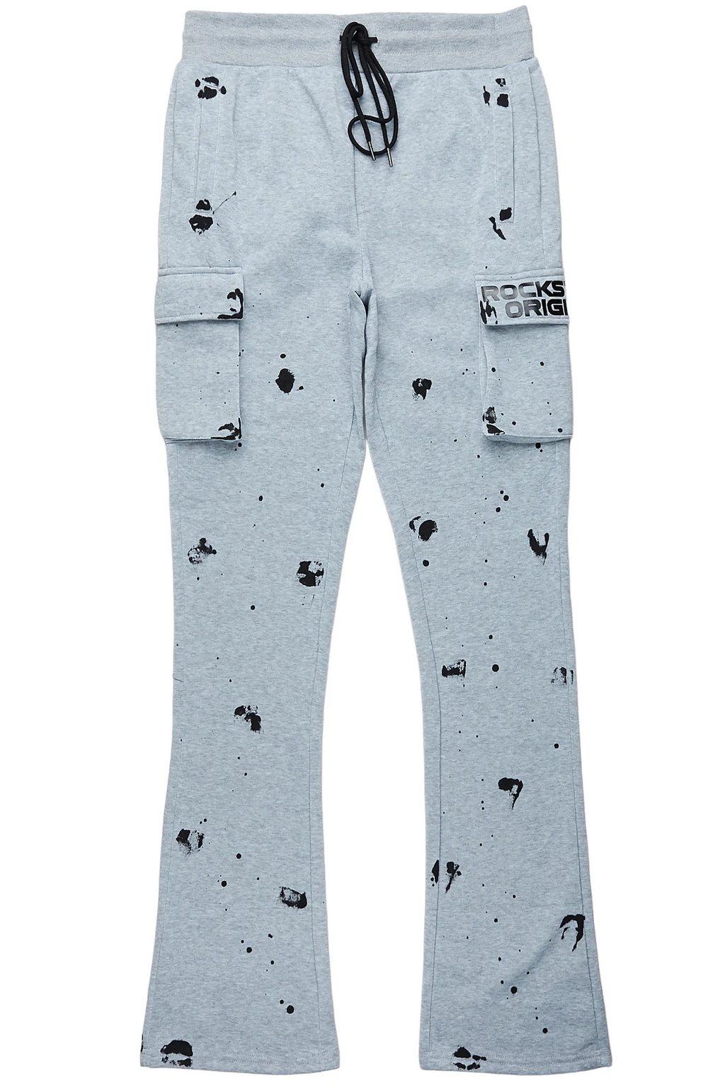 Radko Heather Grey Stacked Flare Cargo Pants