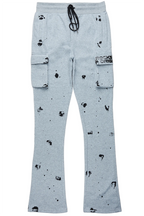 Radko Heather Grey Stacked Flare Cargo Pants