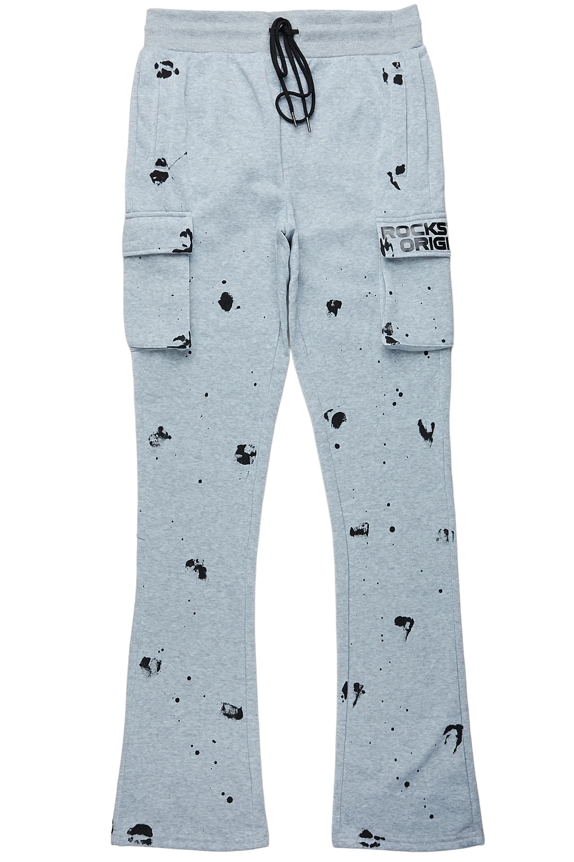 Radko Heather Grey Stacked Flare Cargo Pants