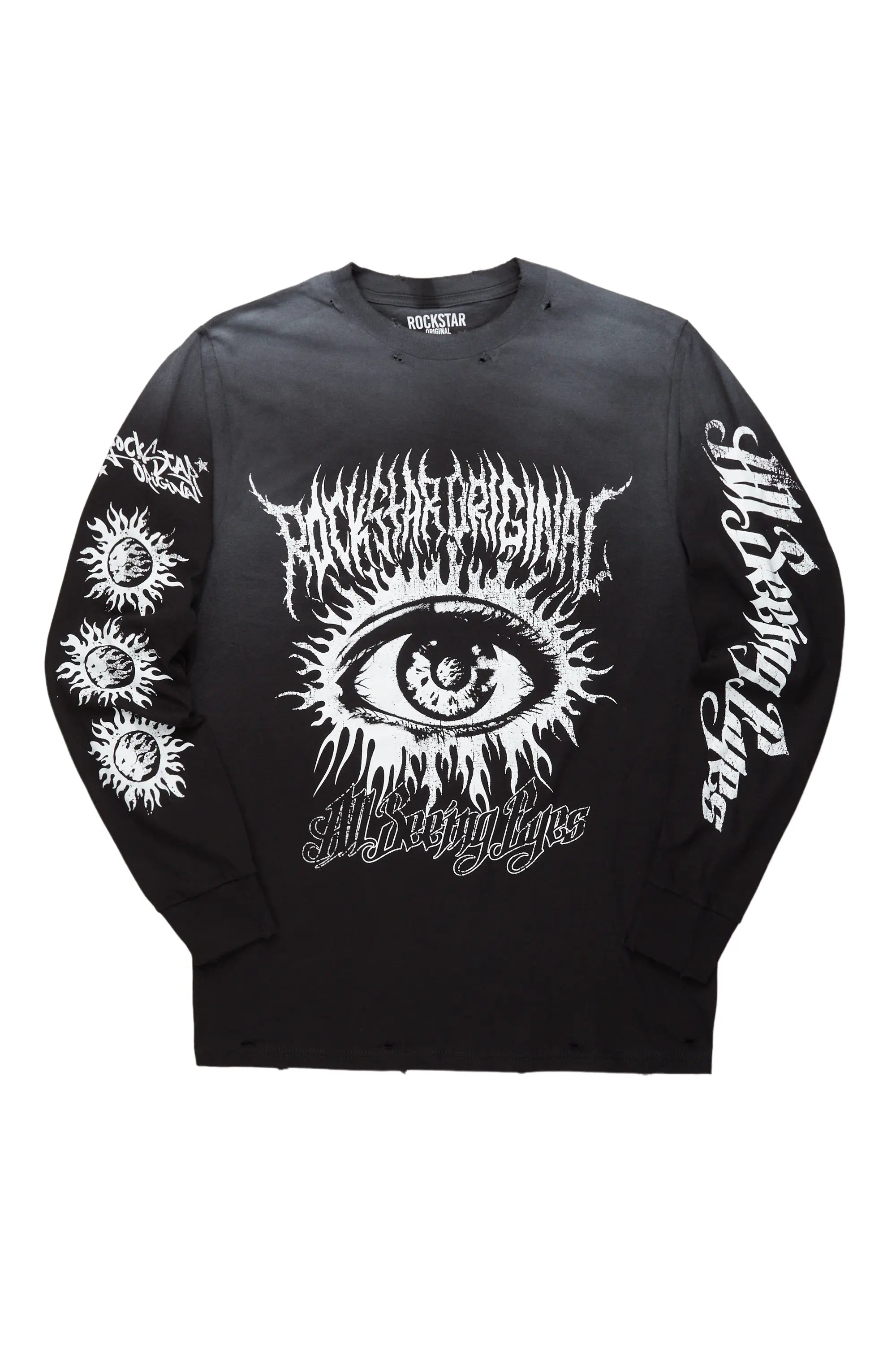 Cionna Black Long Sleeve Graphic T-Shirt