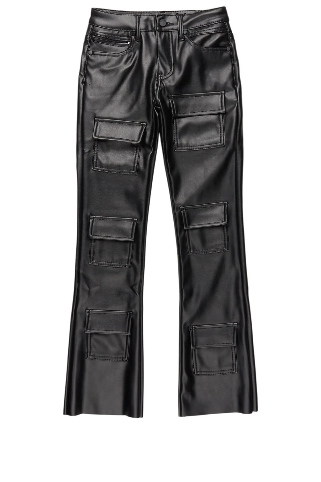 Girls Petrus Black  PU Leather Jean