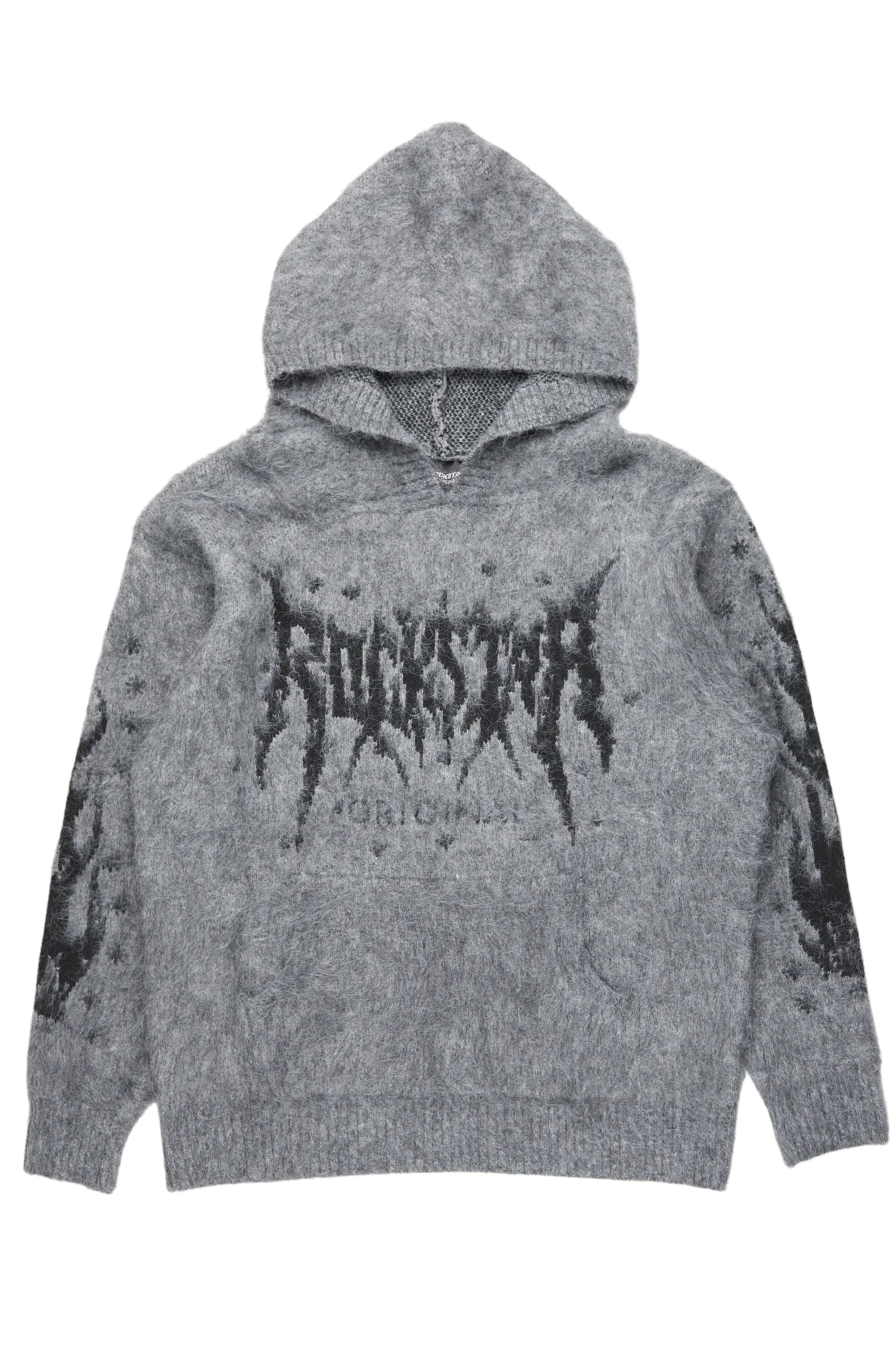 Evelyn Grey Graphic Mohair Hoodie
