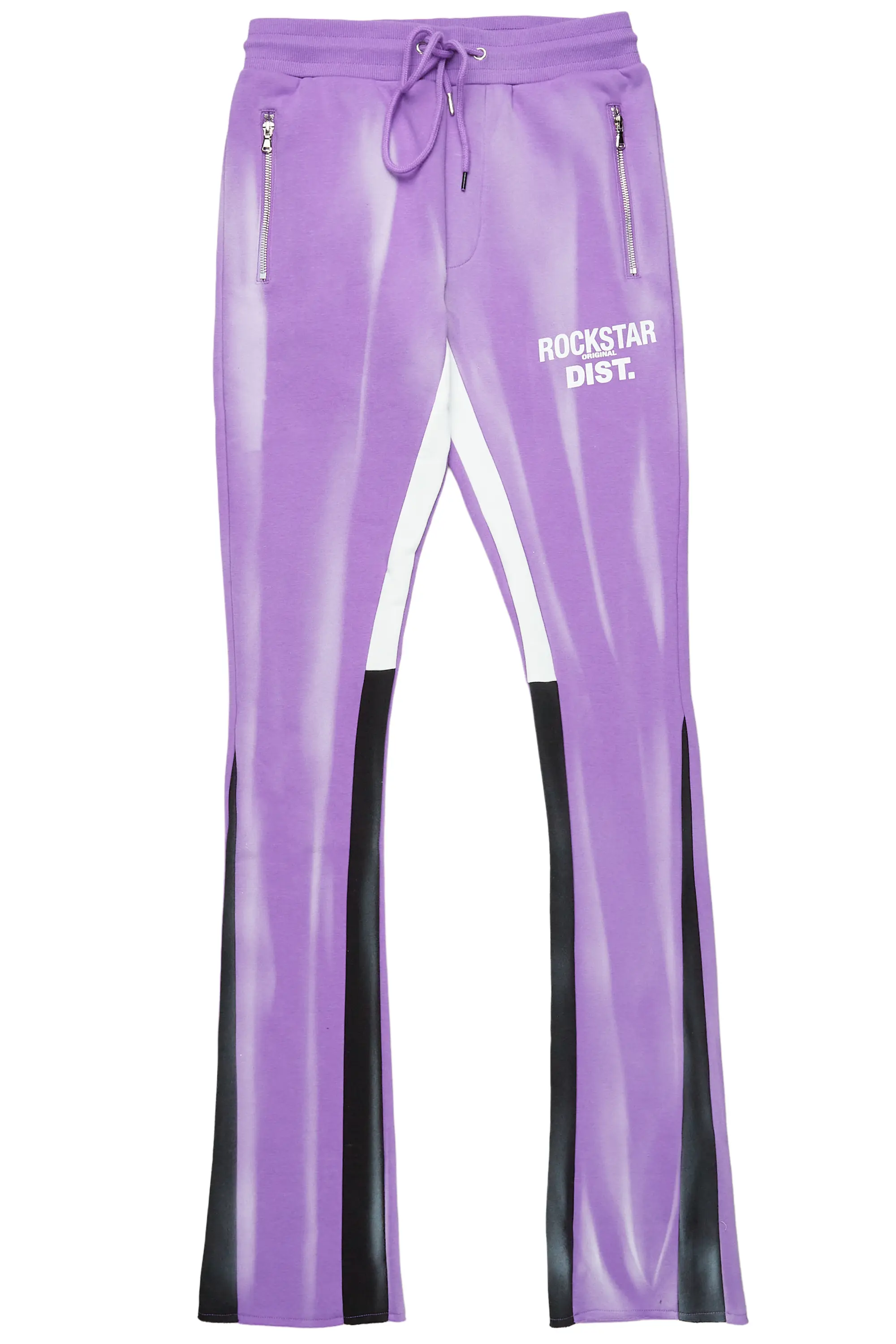 Firoz Purple Graphic Stacked Flare Pant