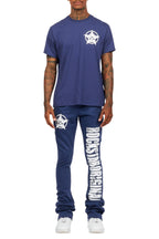 Keve Navy T-Shirt Stacked Flare Track Set
