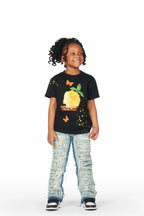 Girls Wanda Blue Stacked Flare Jean