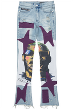 Savage Blue Patchwork Stacked Flare Jean
