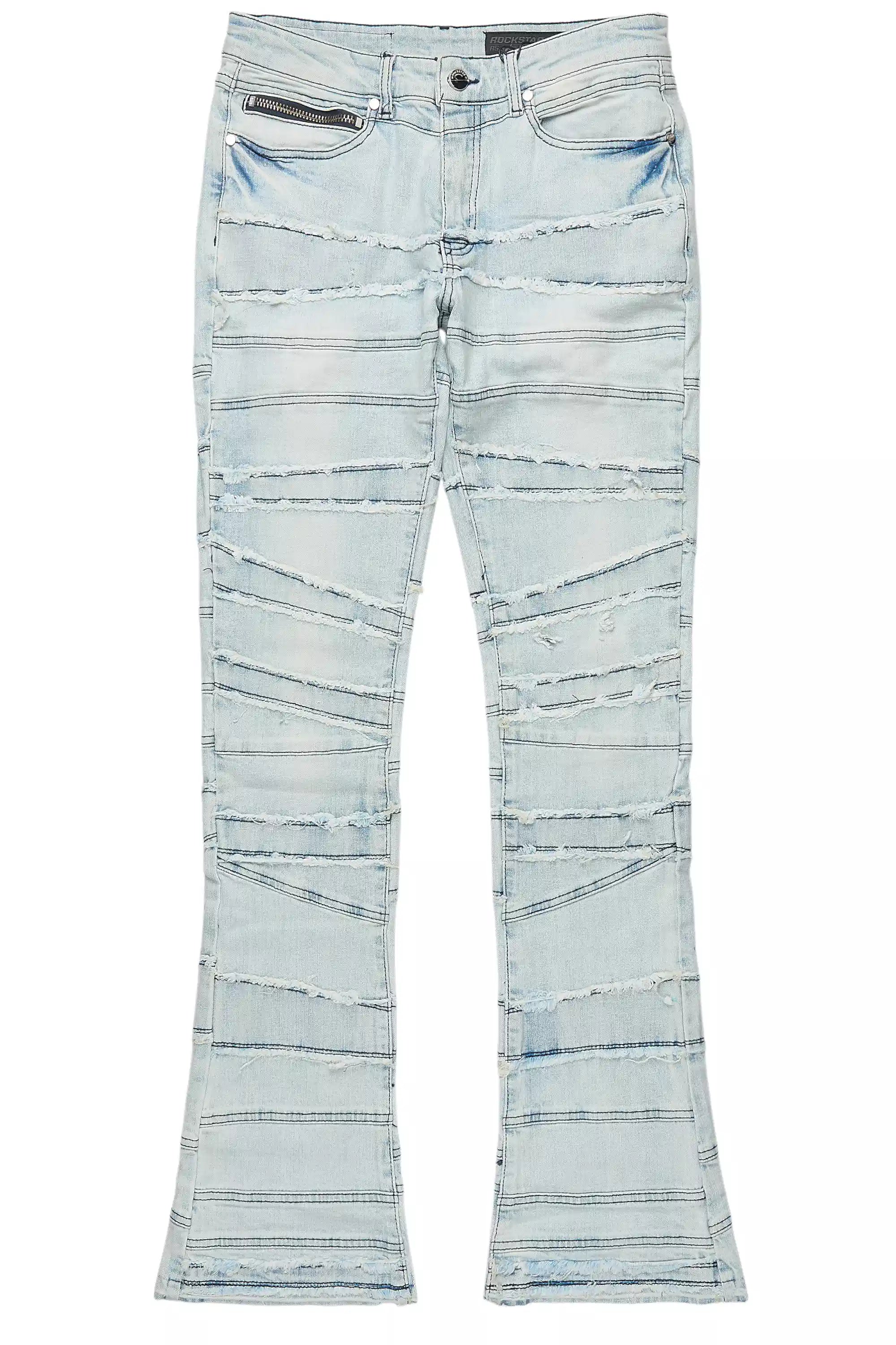 Franko Light Blue Stacked Flare Jean