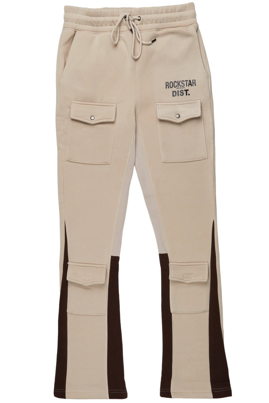 Joncarlo Taupe Stacked Flare Track Pant