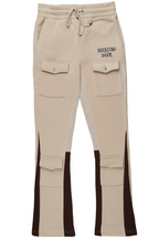 Joncarlo Taupe Stacked Flare Track Pant