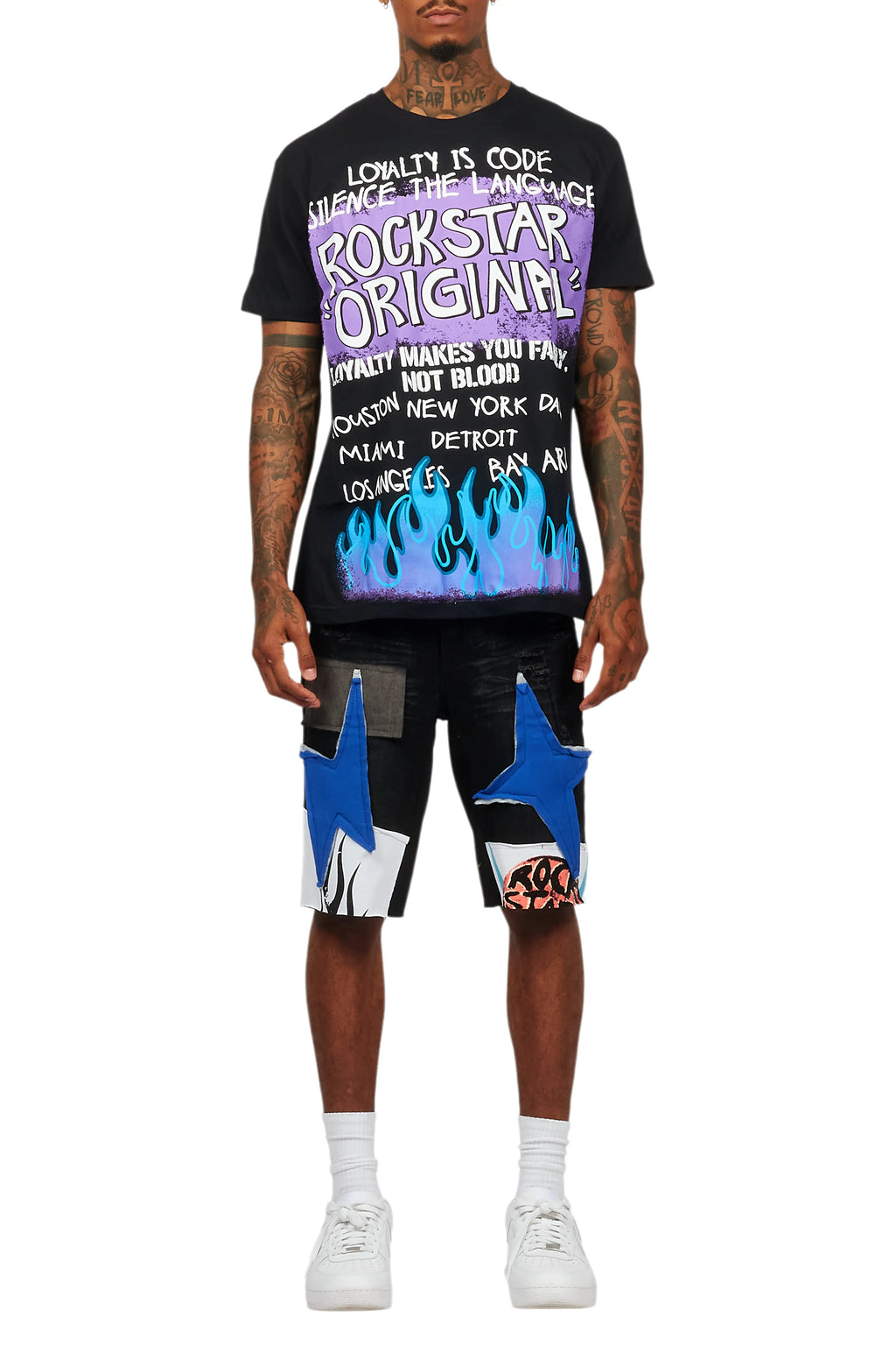 Beno Black T-Shirt/Denim Short Set