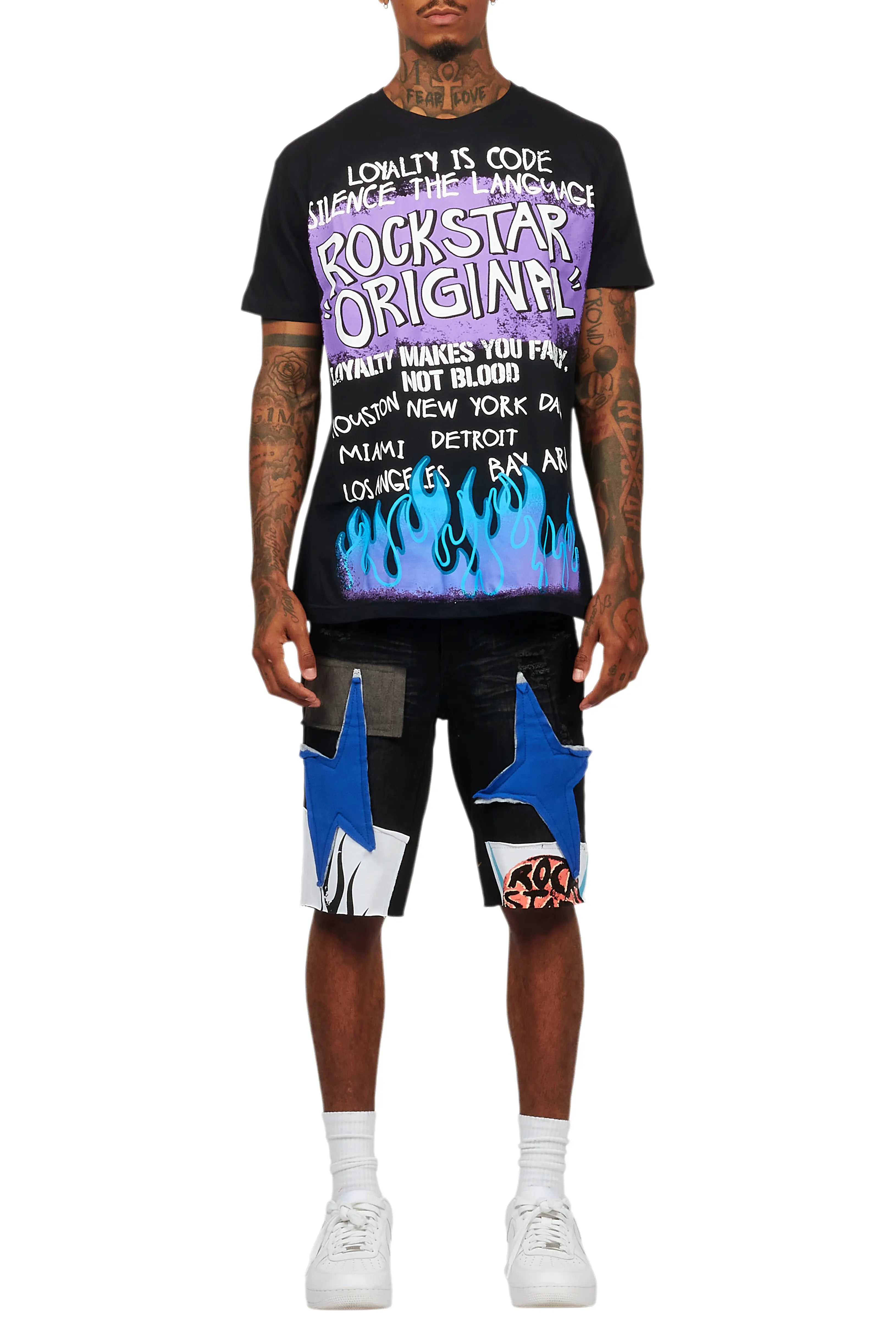 Beno Black T-Shirt/Denim Short Set