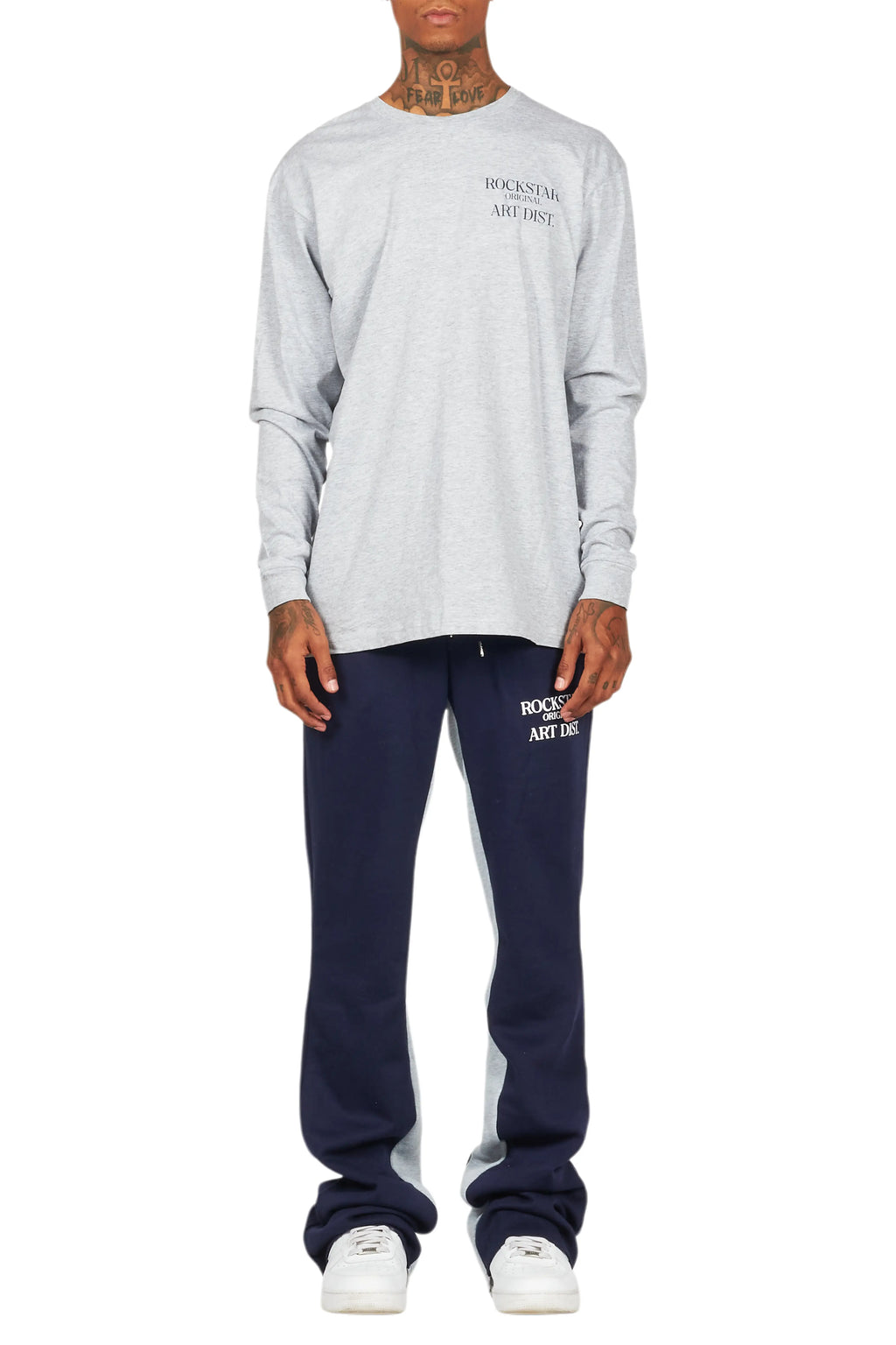 Briggs Heather Grey Long Sleeve T-Shirt/Baggy Pant Set