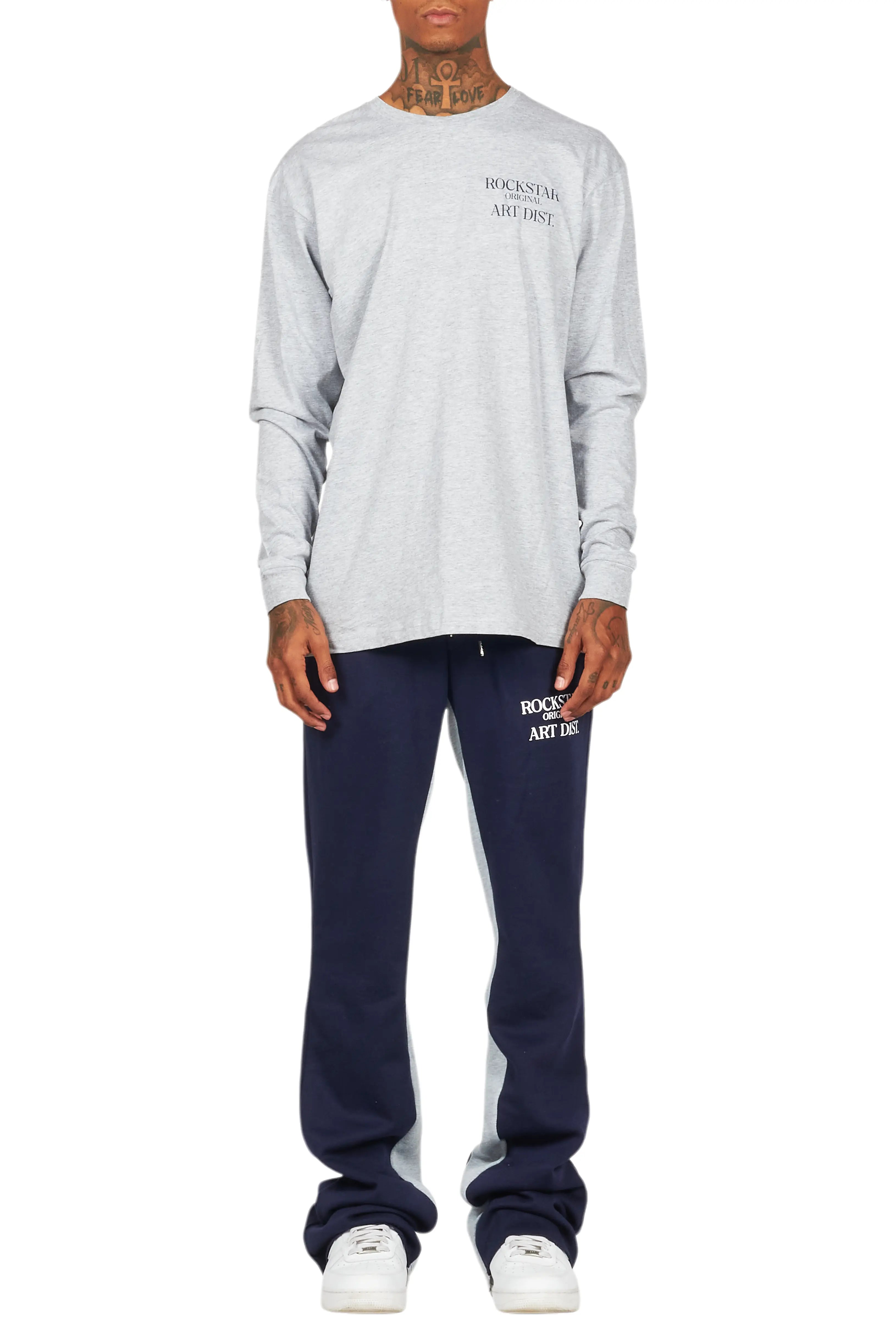 Briggs Heather Grey Long Sleeve T-Shirt/Baggy Pant Set