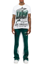 Kastell White/Green T-Shirt/Stacked Baggy Track Pant Set