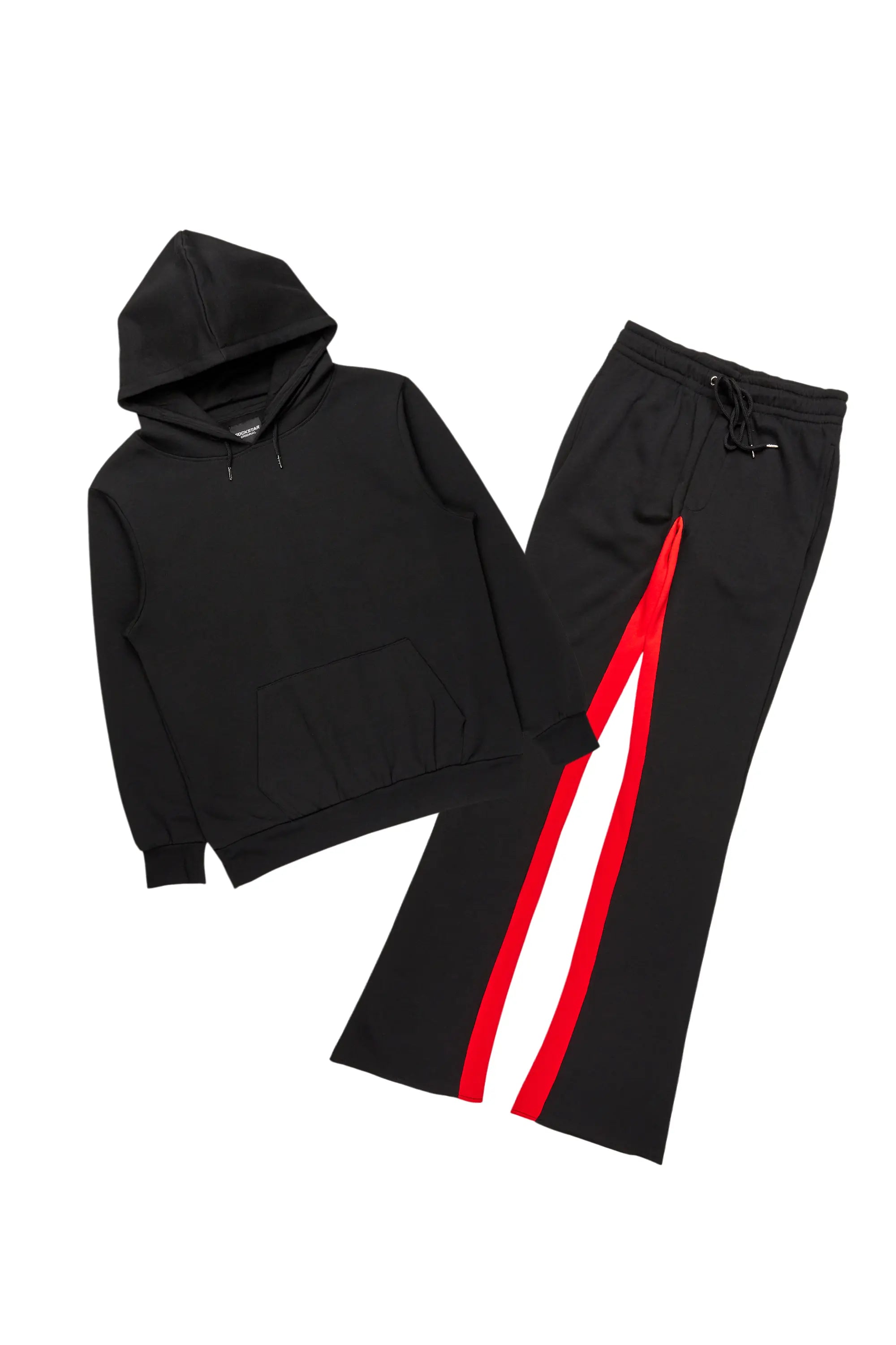 Basic Black/Red Hoodie/Baggy Track Pant Set
