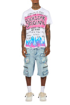 Beno White/Blue T-Shirt/Denim Short Set