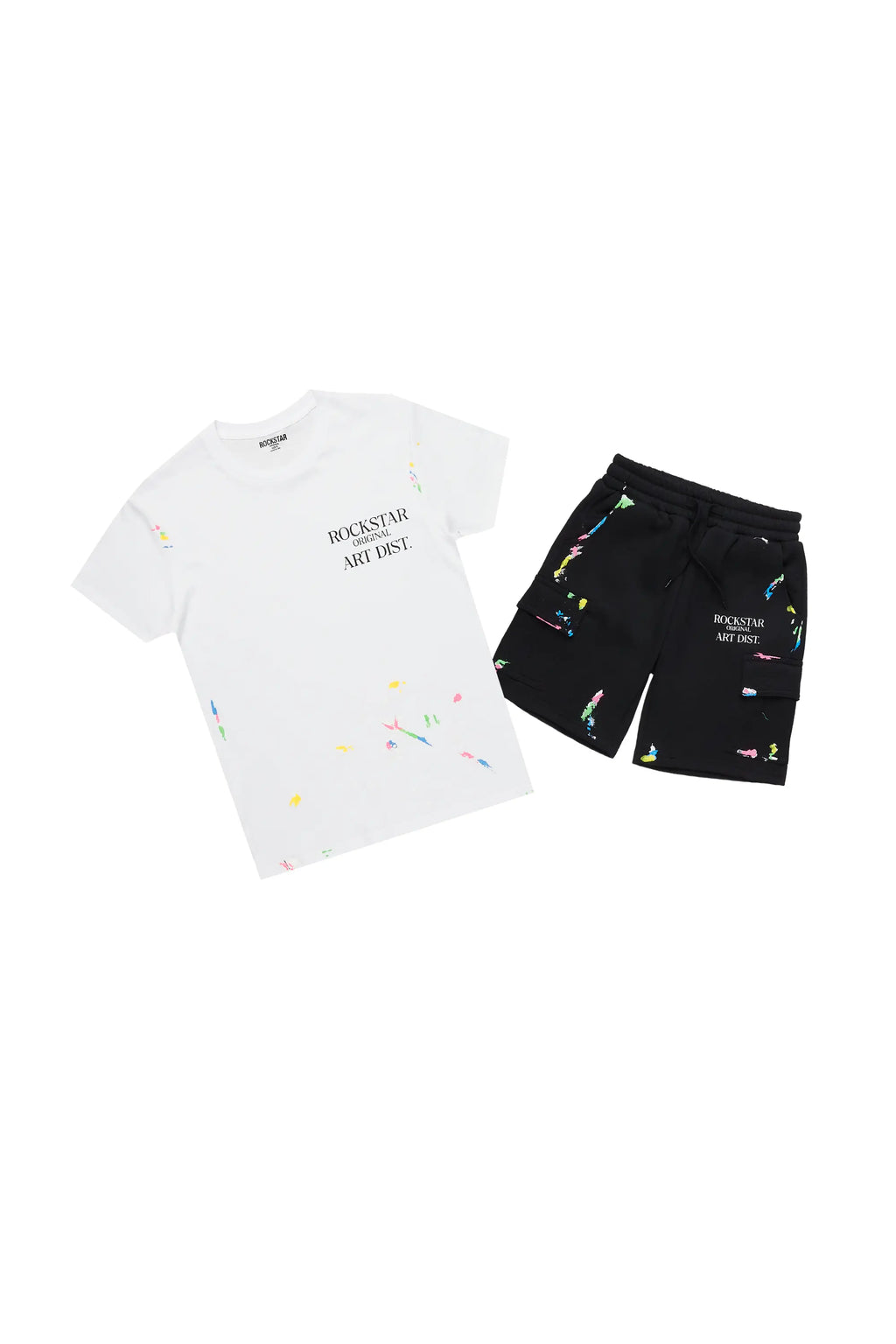 Boys Pelumi White/Black T-Shirt Cargo Short Set