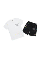 Boys Pelumi White/Black T-Shirt Cargo Short Set