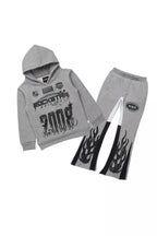 Boys Amos Grey/Black Hoodie/Stacked Flare Track Set