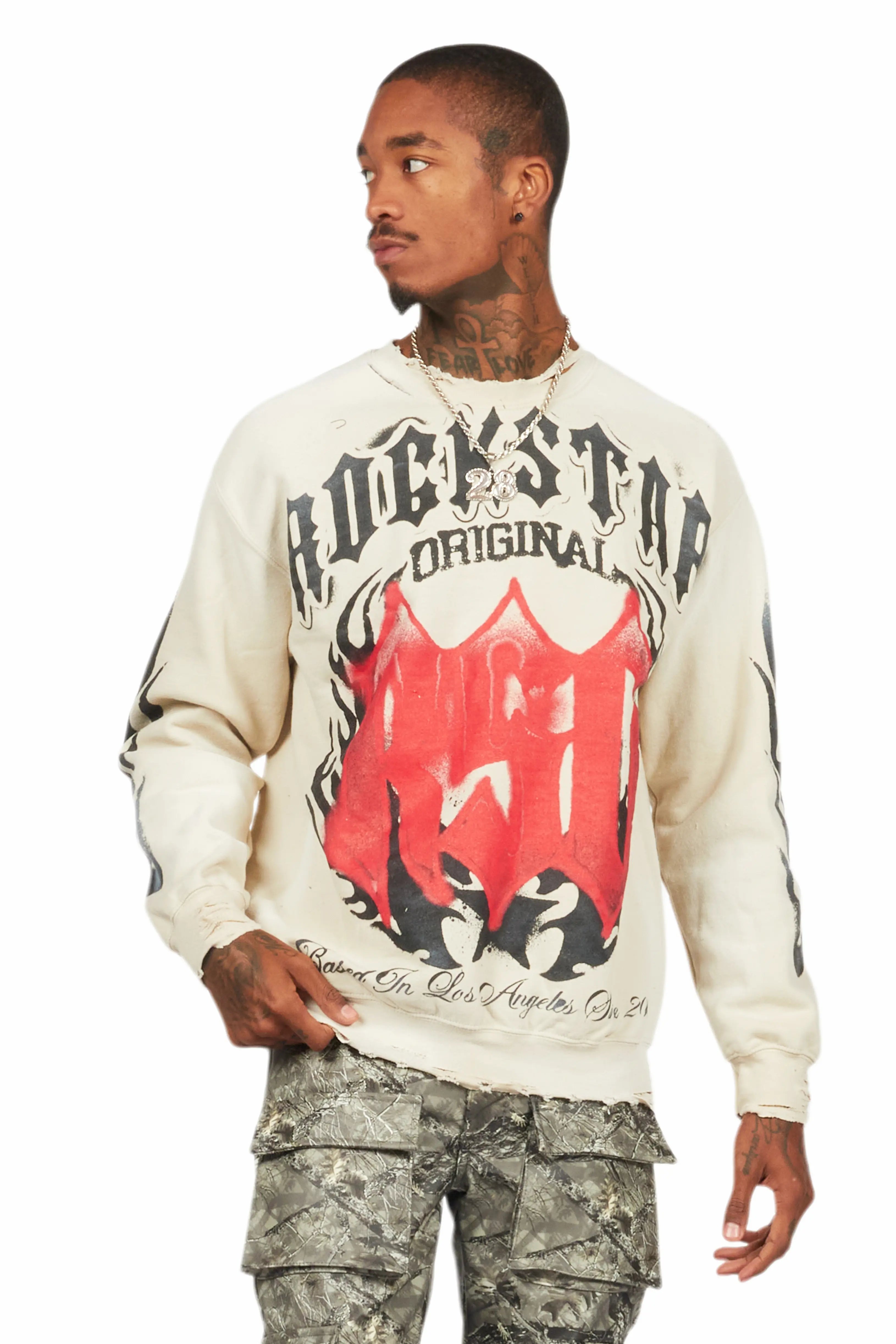 Boaz Beige Graphic Crewneck