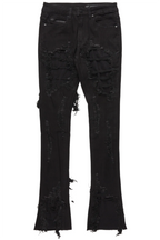 Fateh Jet Black Stacked Flare Jean