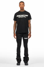 Connor Black T-Shirt/Stacked Flare Track Set
