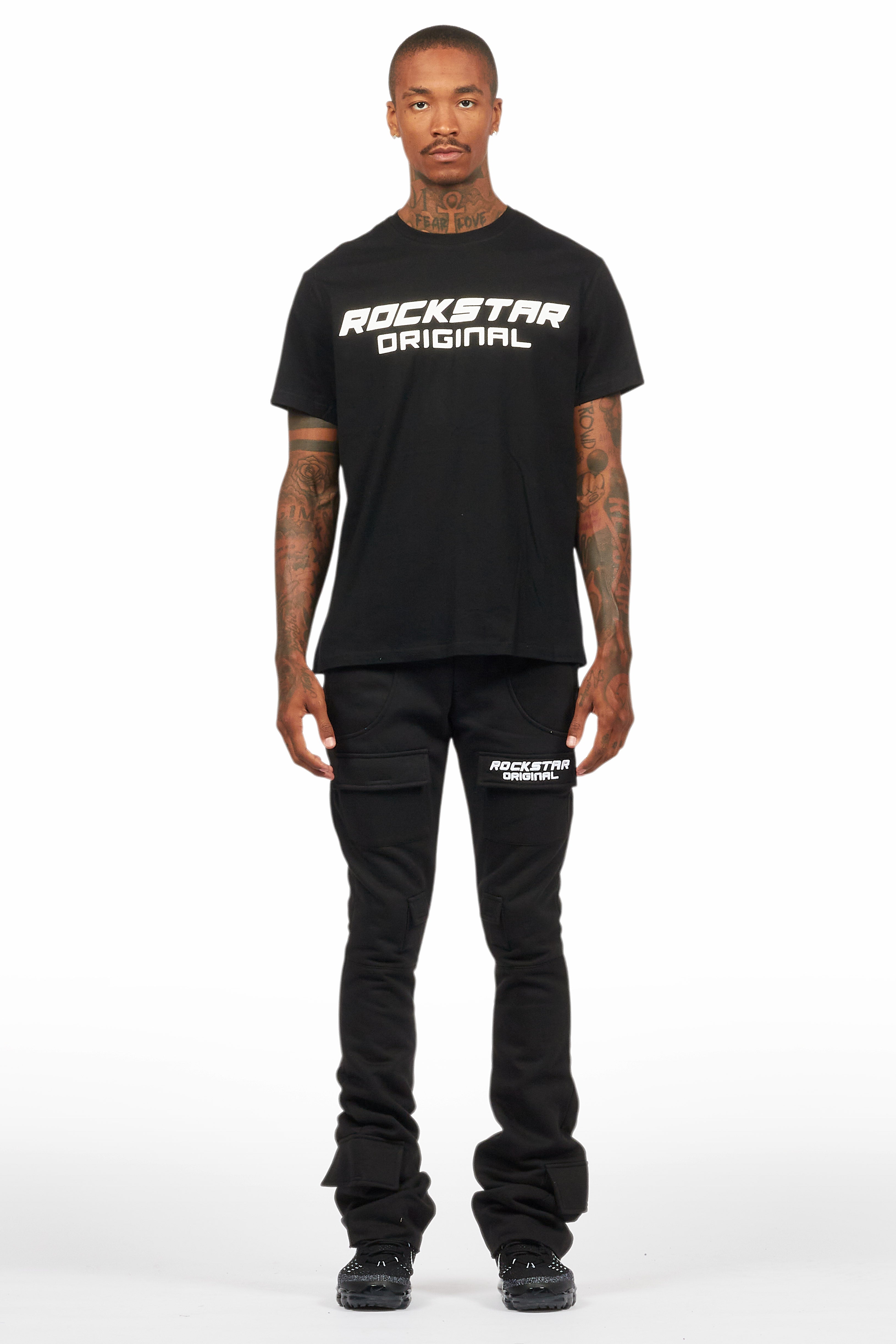 Connor Black T-Shirt/Stacked Flare Track Set