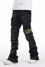 Boys Zeta Black Stacked Flare Jean