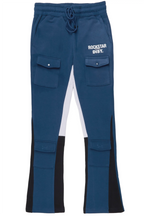 Joncarlo Navy Stacked Flare Track Pant