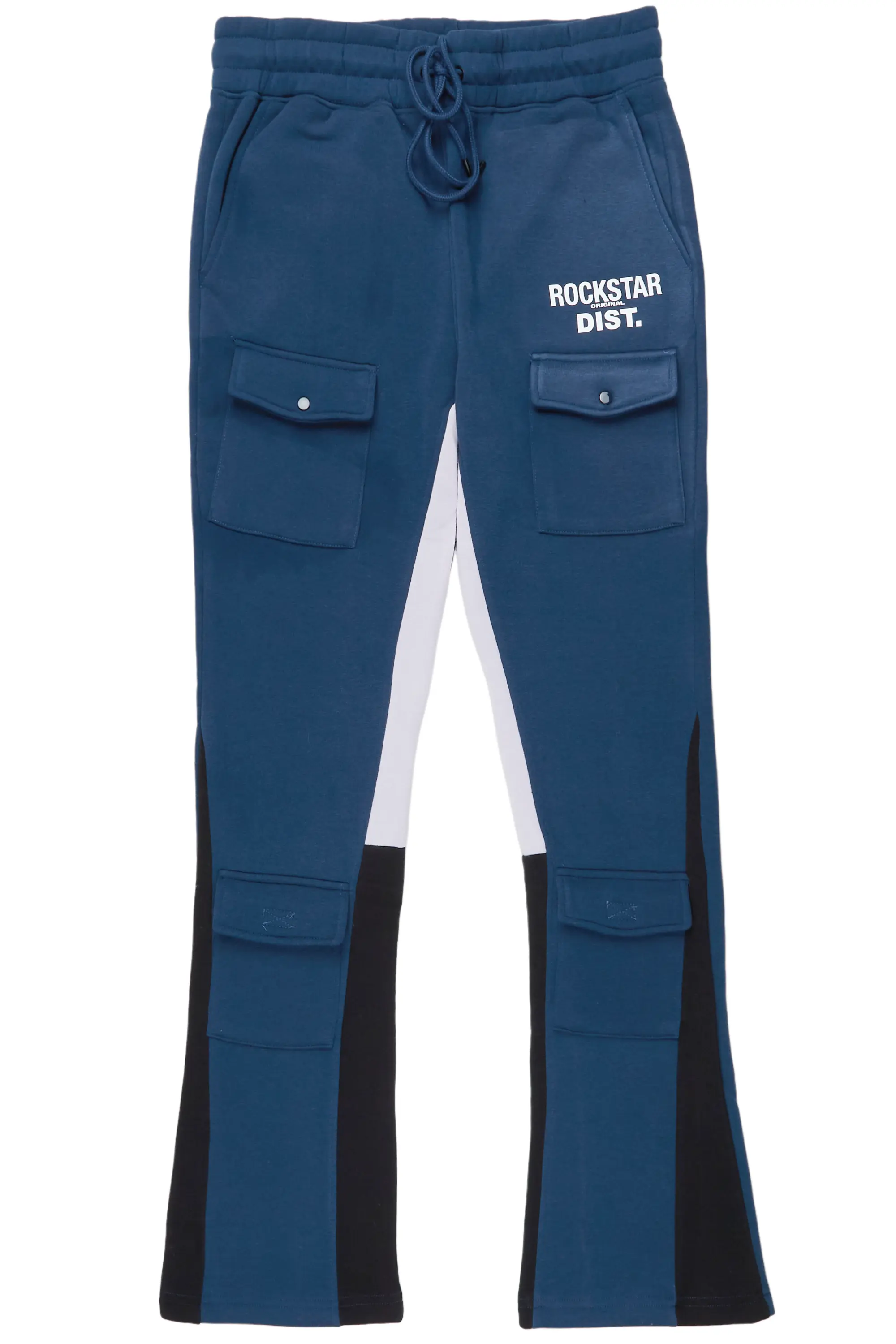 Joncarlo Navy Stacked Flare Track Pant