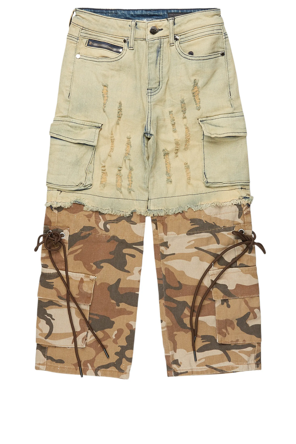 Boys Baatar Blue/Brown Camo Baggy Fit Jean