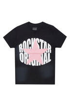 Girls Khaly Black/Pink Graphic T-Shirt With Patch
