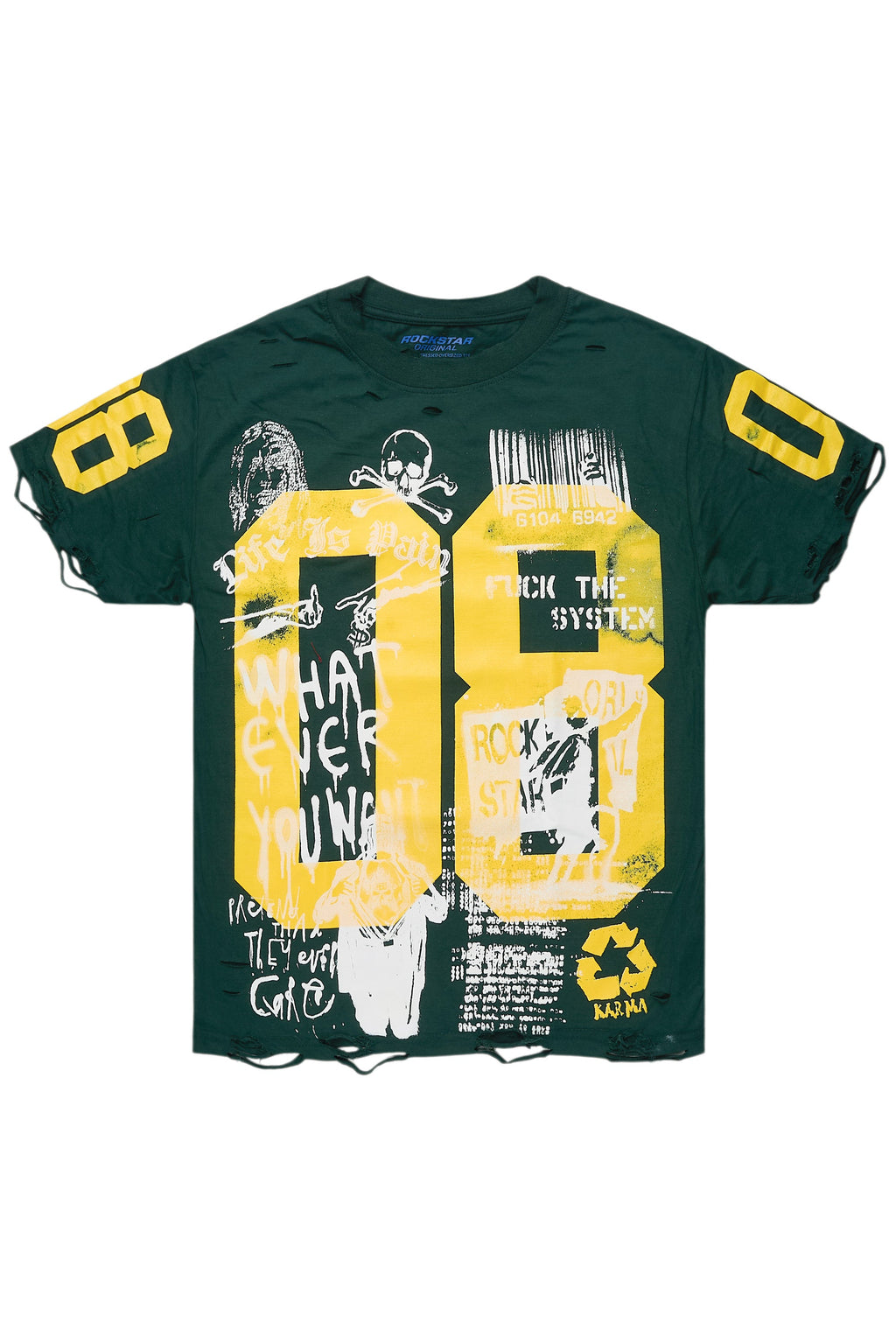 Grill Dark Green/Yellow Graphic Oversized T-Shirt