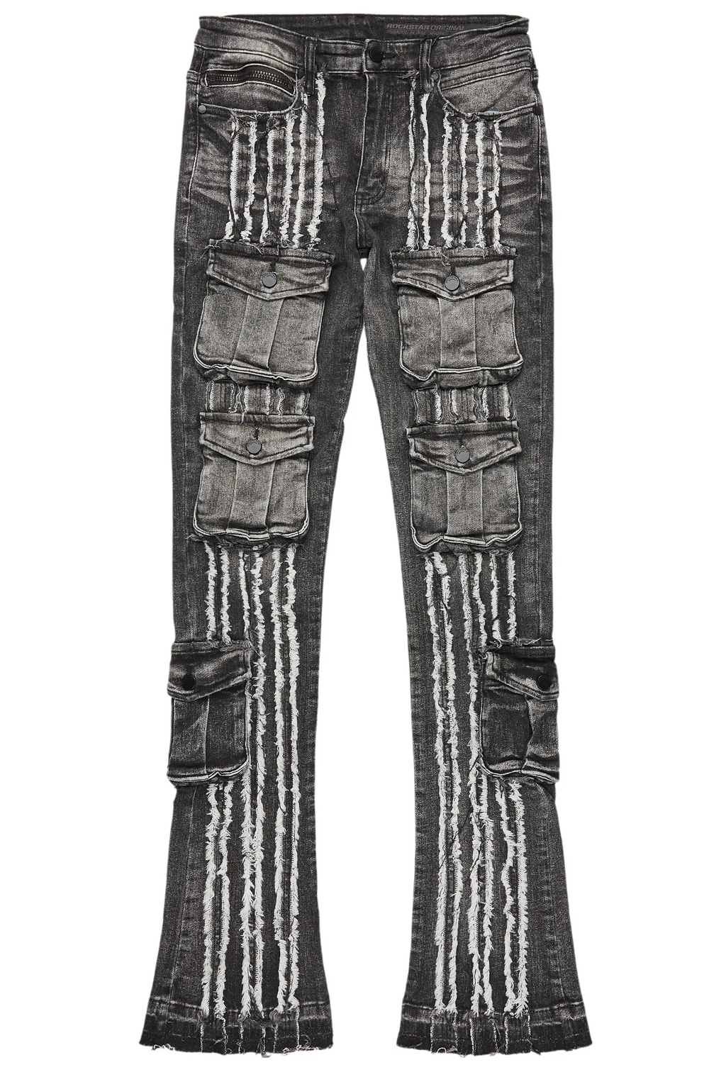 Frey Black Stacked Flare Jean