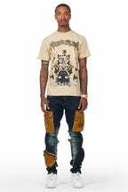 Deathrown Beige T-Shirt Slim Fit Cargo Jean Bundle