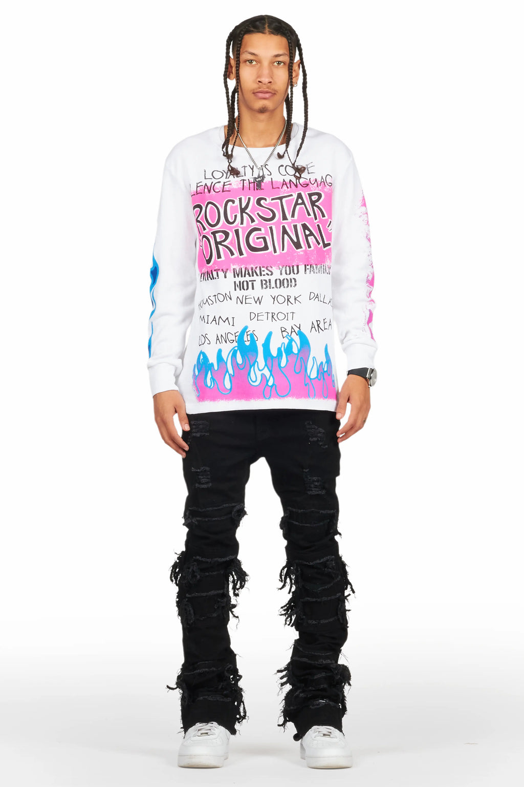 Vasco Jet Black Stacked Flare Jean