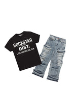 Boys Koen Black/Blue T-Shirt/Baggy Jean Set