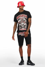 Tabor Black T-Shirt/Short Set
