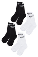 Womens Rockstar Dist White/Black Basic Socks 4 Pack