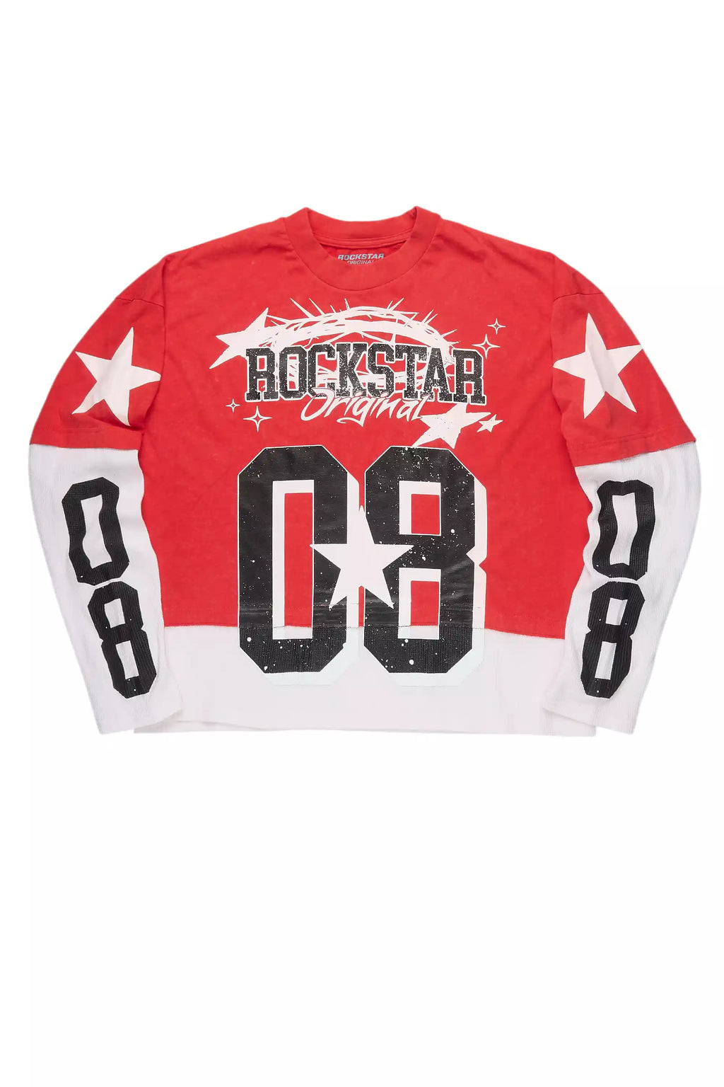 Allstar Red/White Boxy Crop Double Layer Tee