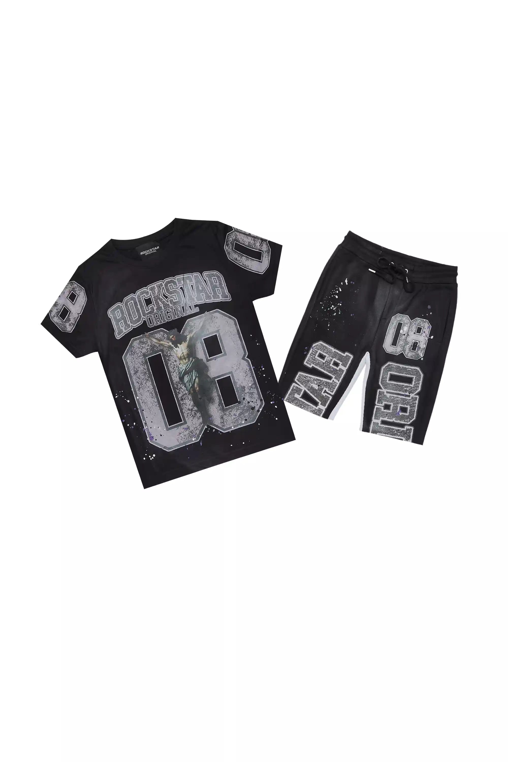 Boys Fields Black/White T-Shirt/Short Set