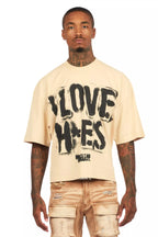 Banyan Beige/Black Boxy Crop T-Shirt