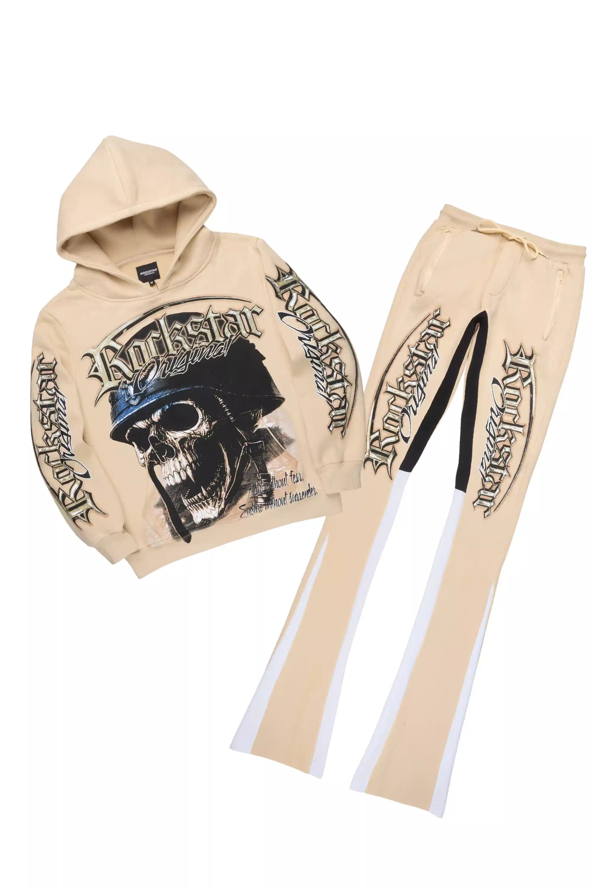 Kyce Beige/Black Hoodie/Super Stacked Track Set